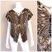 Vintage Bali Butterfly cutout top. Black and Gold crochet lace cutwork 1970s.