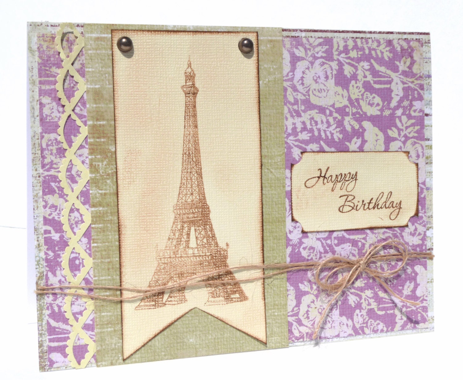 Happy Birthday Paris Eiffel Tower Greeting Card Handmade