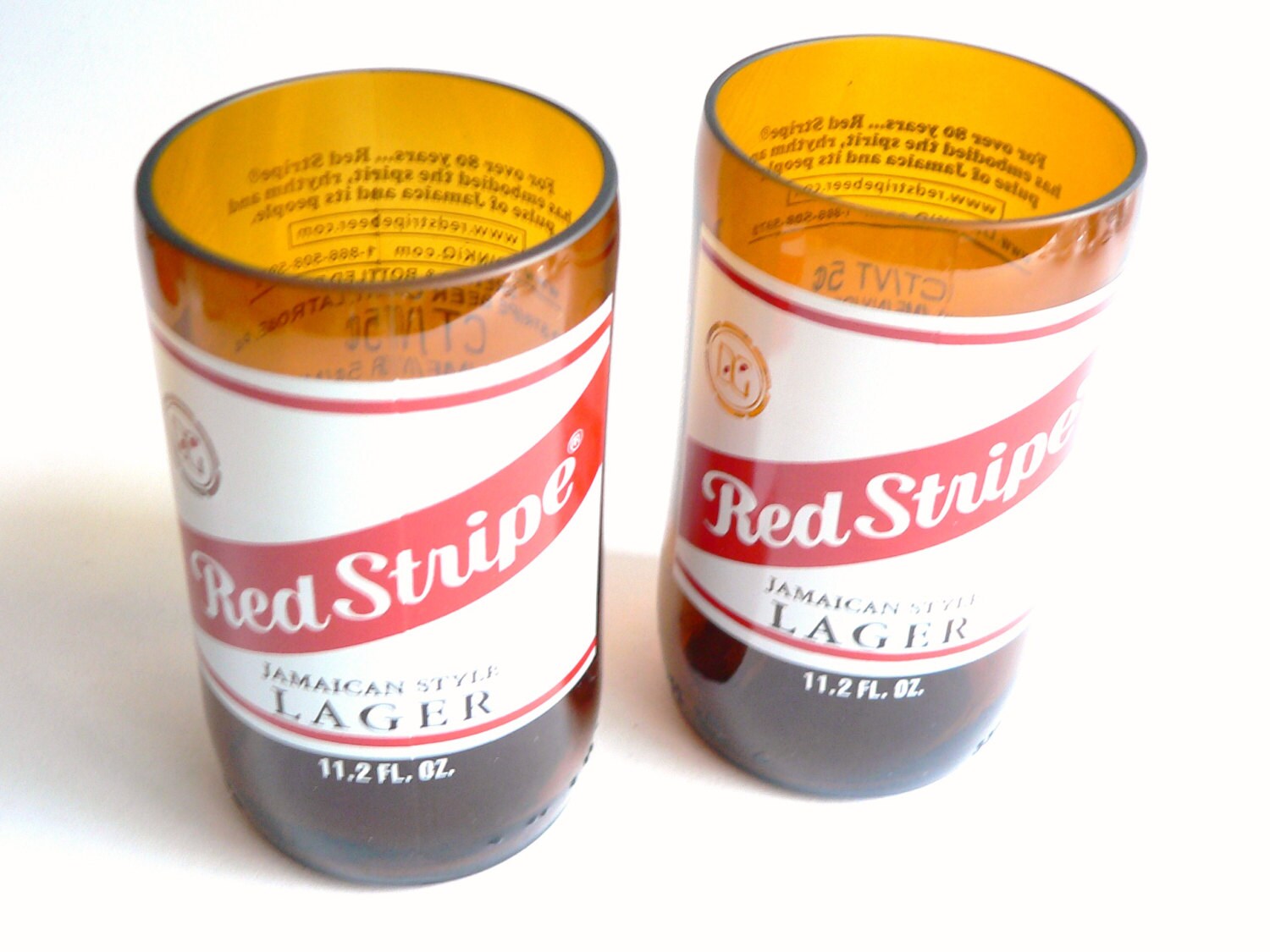 Misfit Red Stripe Beer Bottle Tumbler Drinking Glasses Set of