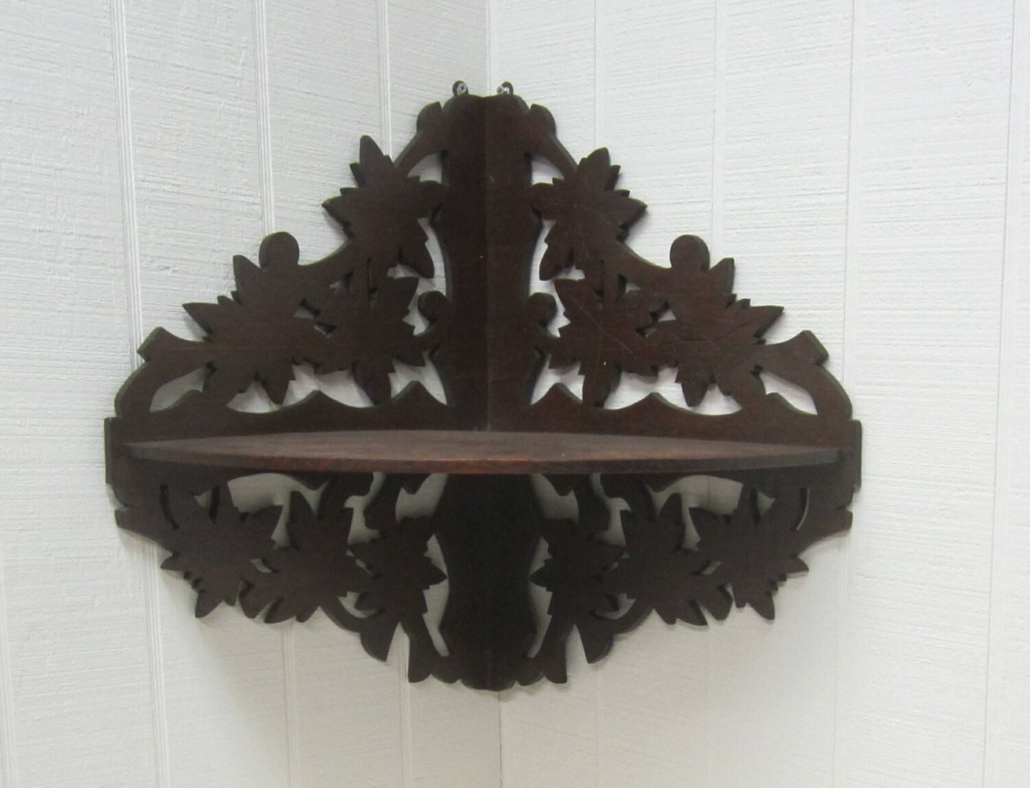 Vintage Wooden Corner Shelf Ornate Fretwork