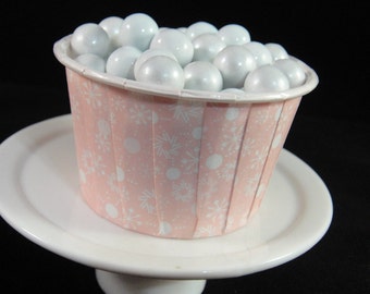 Pink Snowflake Baking Cups, Candy Cups, Dip Cups, Nut Cups, Weddings, Party Cups, Candy Buffets, Wedding Cupcakes, Favor Cups, QTY 12