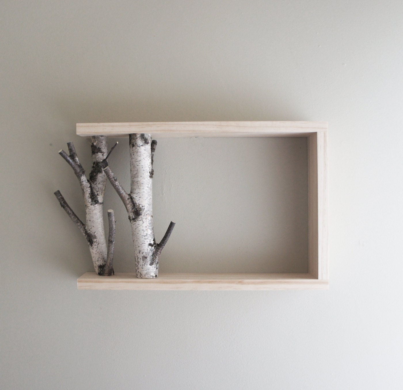 white birch forest wall art/shelf 18x12x3.5