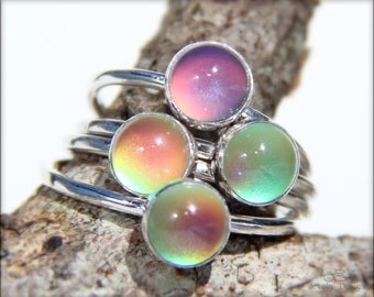 SOLID STERLING Mood Stacking Ring - 6mm - mood ring stacking, stacked ring, mood ring, stacker rings, stacking rings, stackable rings