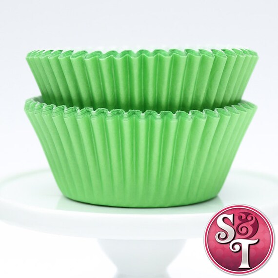 Solid Lime Green GREASEPROOF Baking Cups Cupcake Liners - Quantity 50 Il_570xn