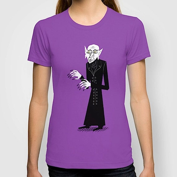 Nosferatu - Mens / Womens - Purple / Teal - illustrated Halloween T-shirt / Tee - iOTA iLLUSTRATiON