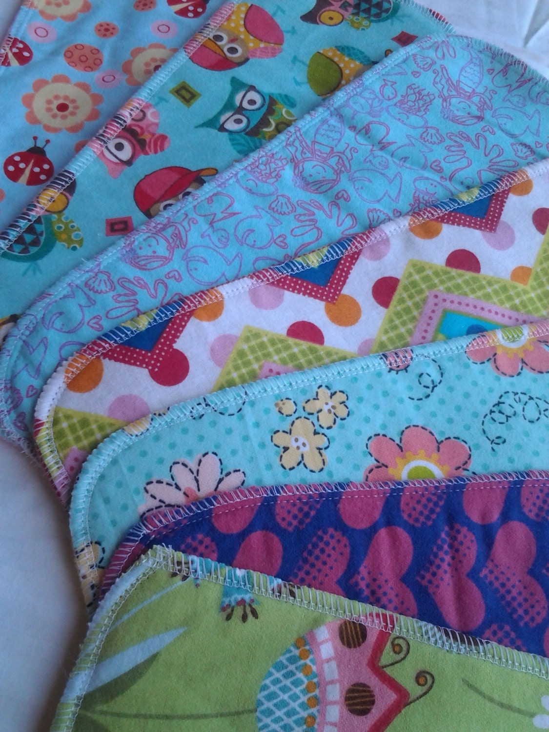 Cloth Diaper Inserts, Diaper Doublers, Diaper Soakers, Girl Print - Pack of 12