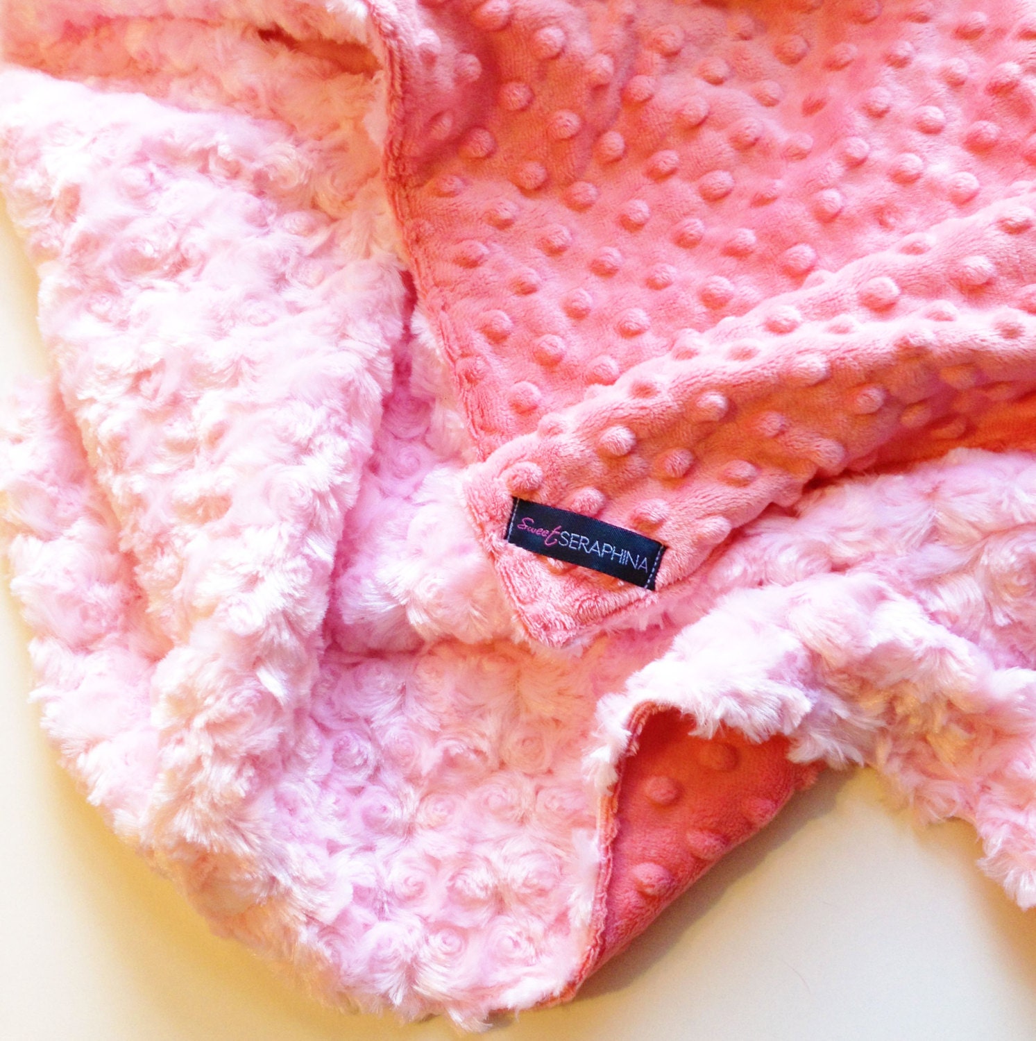 Minky Baby Blanket Coral and Pink Pink and Coral Coral