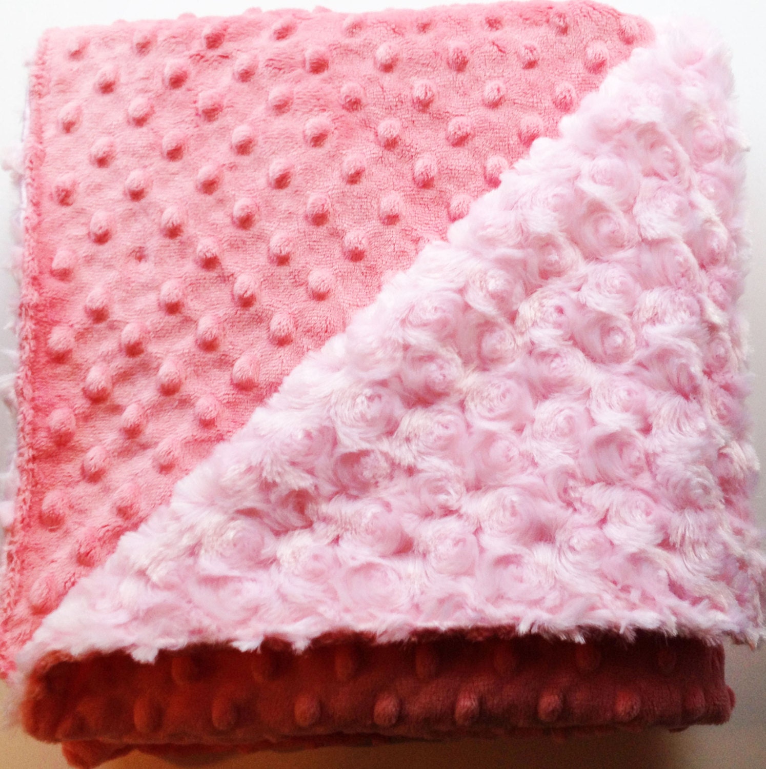 Minky Baby Blanket Coral and Pink Pink and Coral Coral