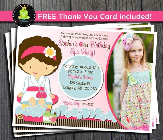 Spa Birthday Invitation - FREE Thank You Card included Il_570xn