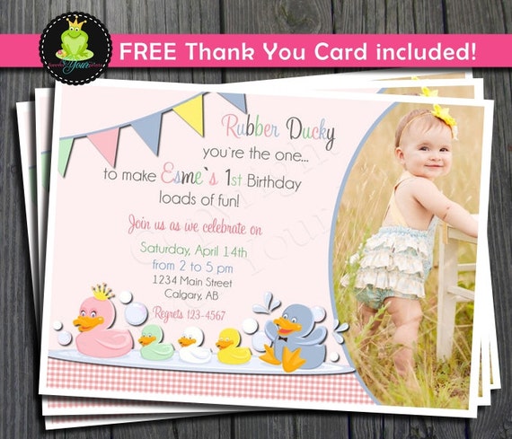 Rubber Duck Birthday Invitation - FREE Thank You Card included Il_570xn