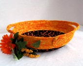 Orange Fabric Basket, Handmade Apricot Candy Bowl, Halloween Party Bowl, Bread BAsket, Napkin Holder