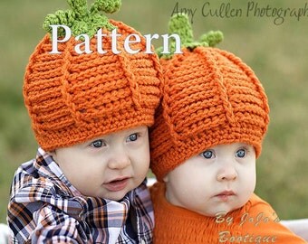 PDF Baby Hat Pumpkin Hats PATTERN - Crochet Pattern - Textured Pumpkin Hat Tutorial - Pumpkin Hat Pattern -by JoJosBootique