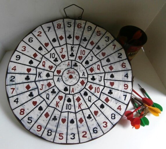Antique English Dart Board Double Sided Circa 1930s by Pascalene