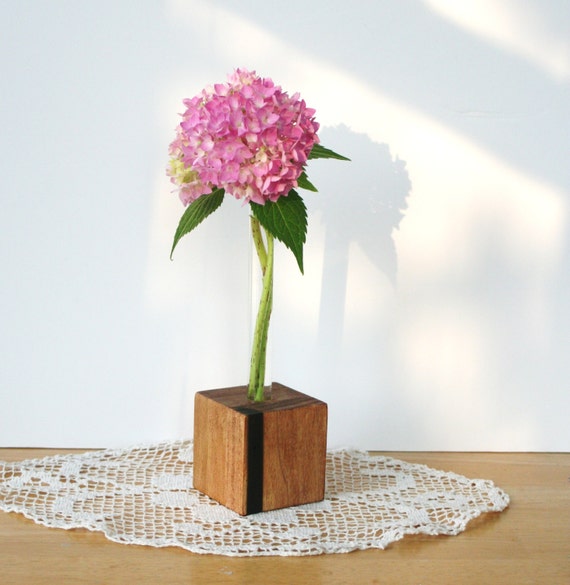Test Tube Flower Vase Wooden block centerpeice wedding
