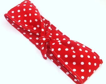 Rosie The Riveter Vintage Inspired Headscarf, Red with White Polka Dots Pinup Headband 40s 50s Halloween Costume hair accessory
