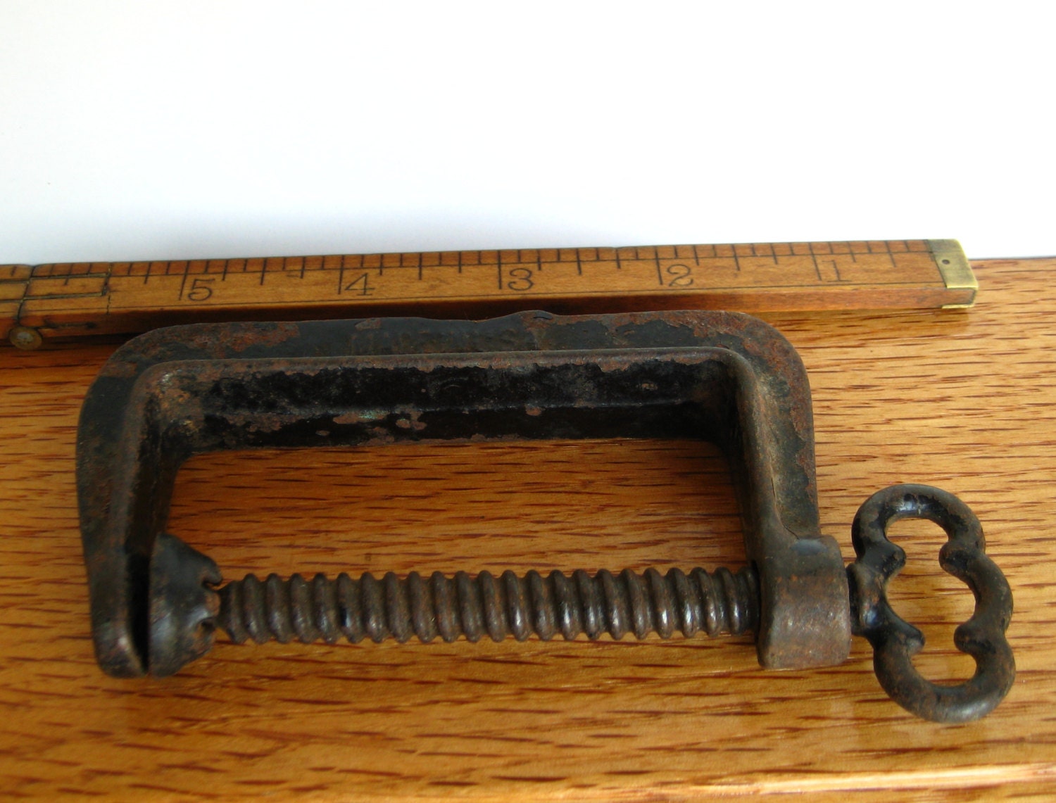 Old Antique Vintage Cast Iron C Clamp Opens by DEBSTRAINSANDTHINGS