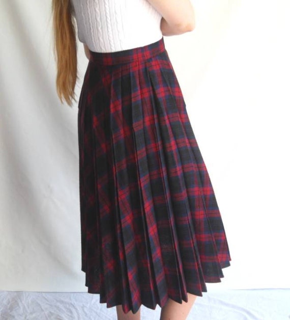 School Uniform Skirt Red Plaid Wool Blend by Sag Harbor USA