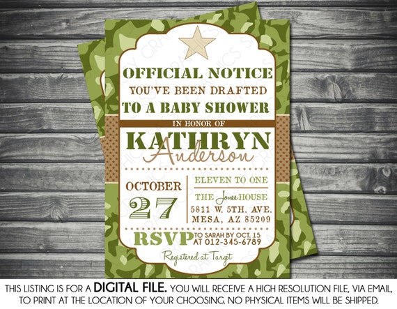 Army Themed Baby Shower Invitations 4