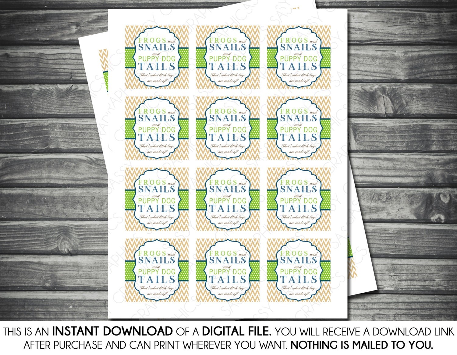 Instant Download Baby Shower Favor Tags Boy Chevron Polka
