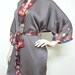 BIG SALE from USD 45 - Silk Satin Kimono Robe in Taupe Floral Short Kimono Gift for Her Bridesmaid Robes Wedding Robes Loungwear