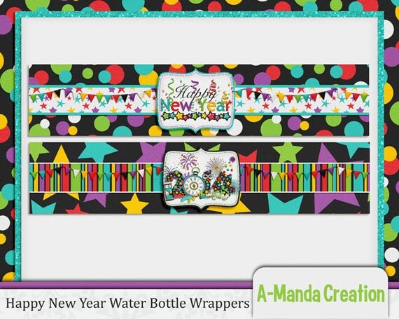 HappY New Year Printable Water Bottle Wrappers Il_570xn