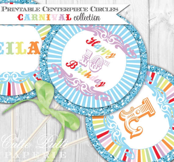 Carnival Party Printable 4" Custom Party Circles by Cutie Putti Paperie Il_570xn