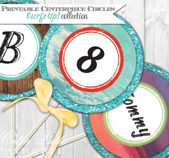 Pool Party Printable 4" Custom Party Circles by Cutie Putti Paperie Il_570xn