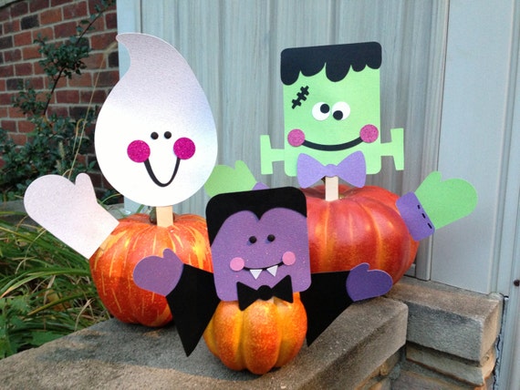 GHOST Head and Arms Halloween PUMPKIN Picks Halloween Decor Ready to Ship REUSABLE