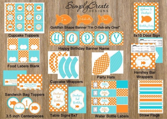 Goldfish Party Package Printable DIGITAL Party Il_570xn