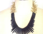 Black and Gold Spiked Necklace
