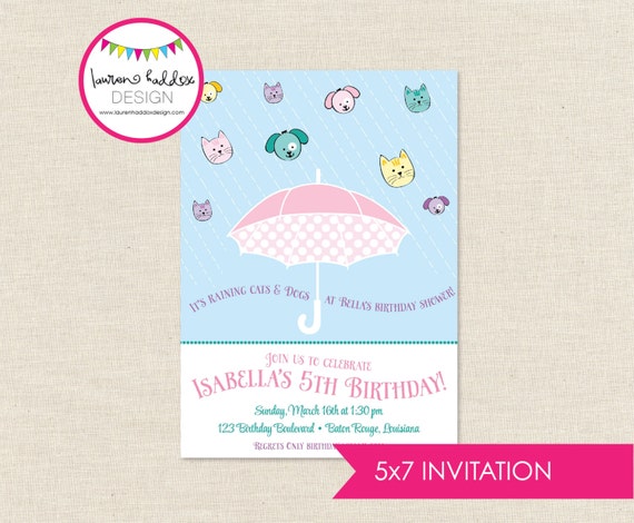 DIY, Raining Cats and Dogs Birthday INVITATION ONLY Il_570xn