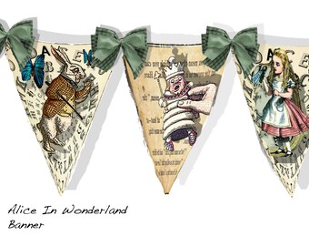 printable Alice in Wonderland Banner premade sheets