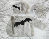 Knitted sweater.Baby set for the Halloween. 100% wool. READY TO SHIP size Newborn