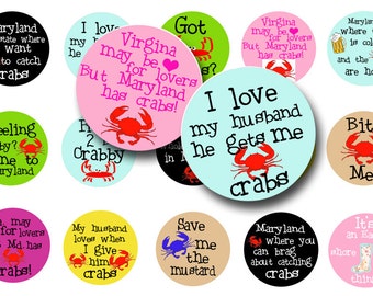 Crabbing bottle cap images, Maryland blue crab 1 inch circles, Crabs 1 inch circles, Magnets, Key chains, Digital download, Instant download