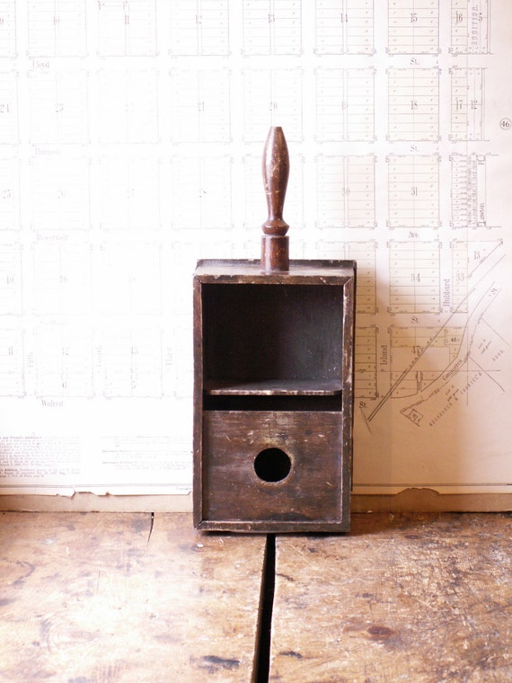 Vintage Wood Voting Ballot Box with sliding cover