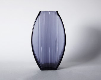 Vintage German Grey / Blue Glass Vase - Ingrid Glashutte 70s
