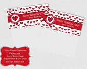 Personalized Valentine Bag Toppers Digital File Printable Party Favor Bag Topper - Zebra Print Hearts Il_170x135