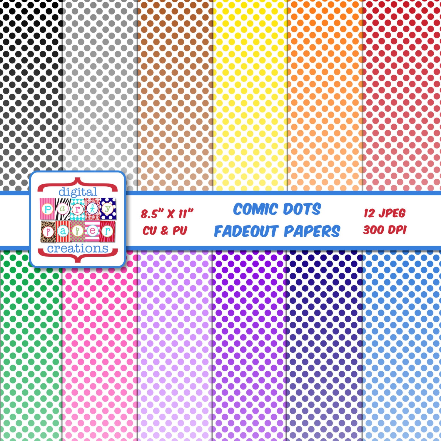 Superhero Comic Dots Digital Paper Pack Printable Superhero