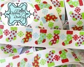 Gorgeous Wonderfully made glitter stockings 7/8" grosgrain ribbon Christmas Il_170x135