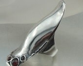 Breathtaking NEW  long Sterling Silver Garnet Ring 7.5 (H 105)Y