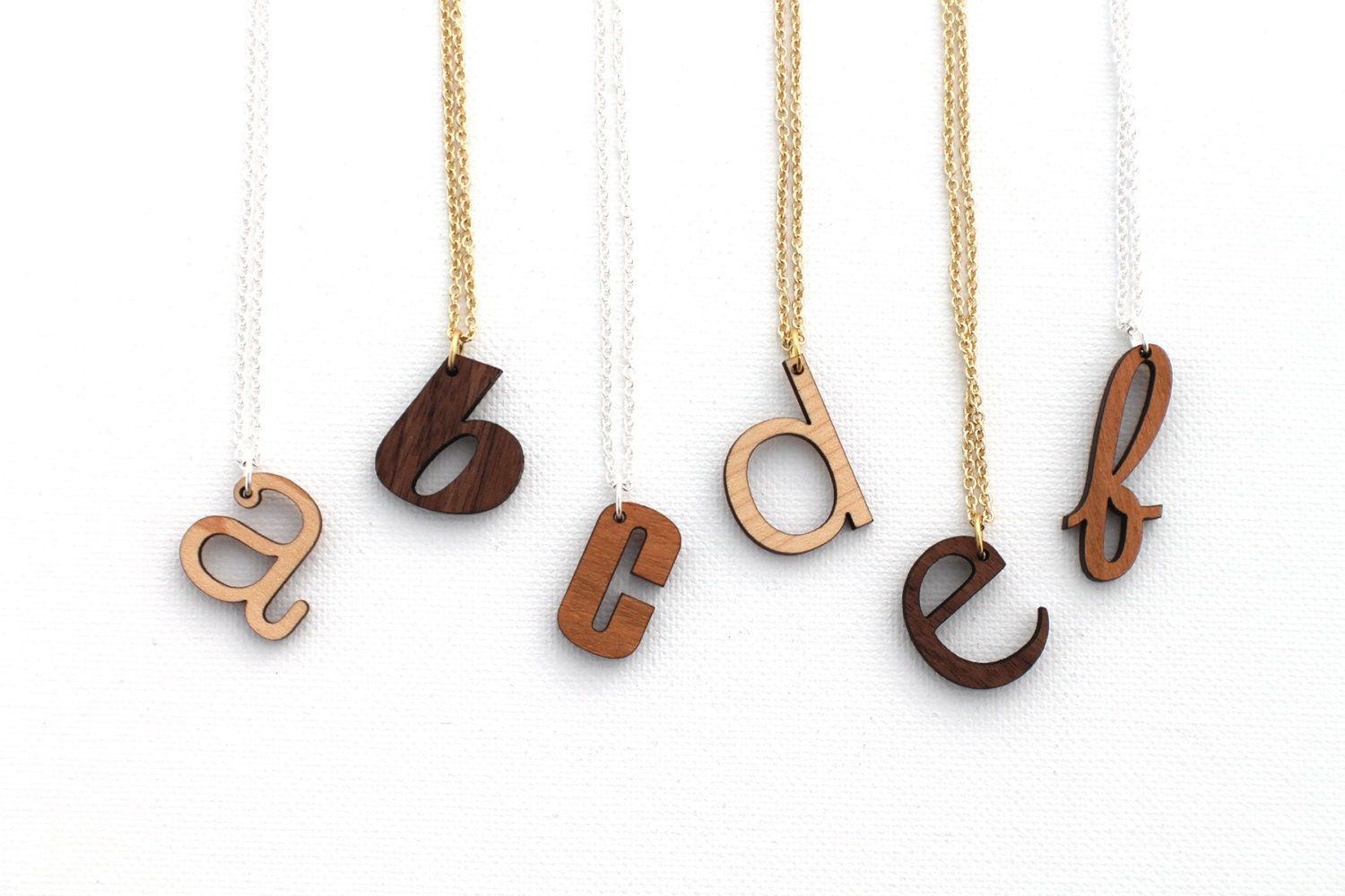 Custom Initial Necklace Laser Cut Wooden Personalized Monogram