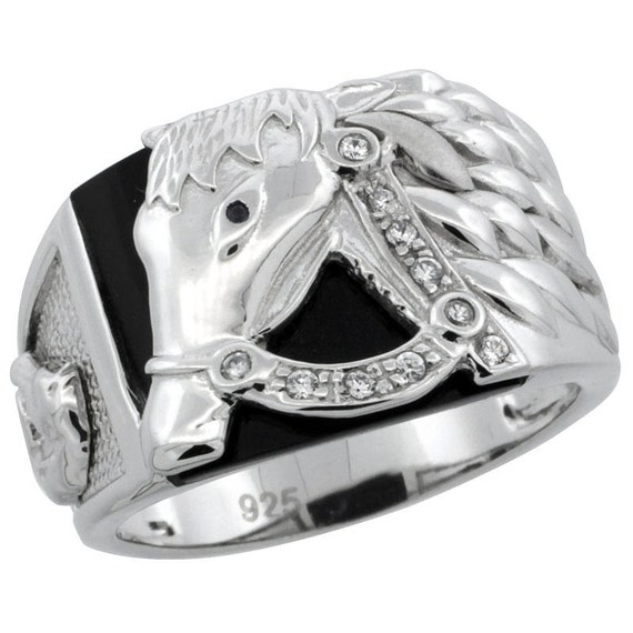 Horse Lover, Mens Ring, Mens Jewelry, Mens Gift, Horse Ring, Onyx Ring ...