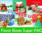 PRINTABLE - Set of 7 Christmas Boxes - Super Package, Cupcake Holder, Christmas Printable Box, Christmas Decoration - by PaperArtbyMC Il_170x135