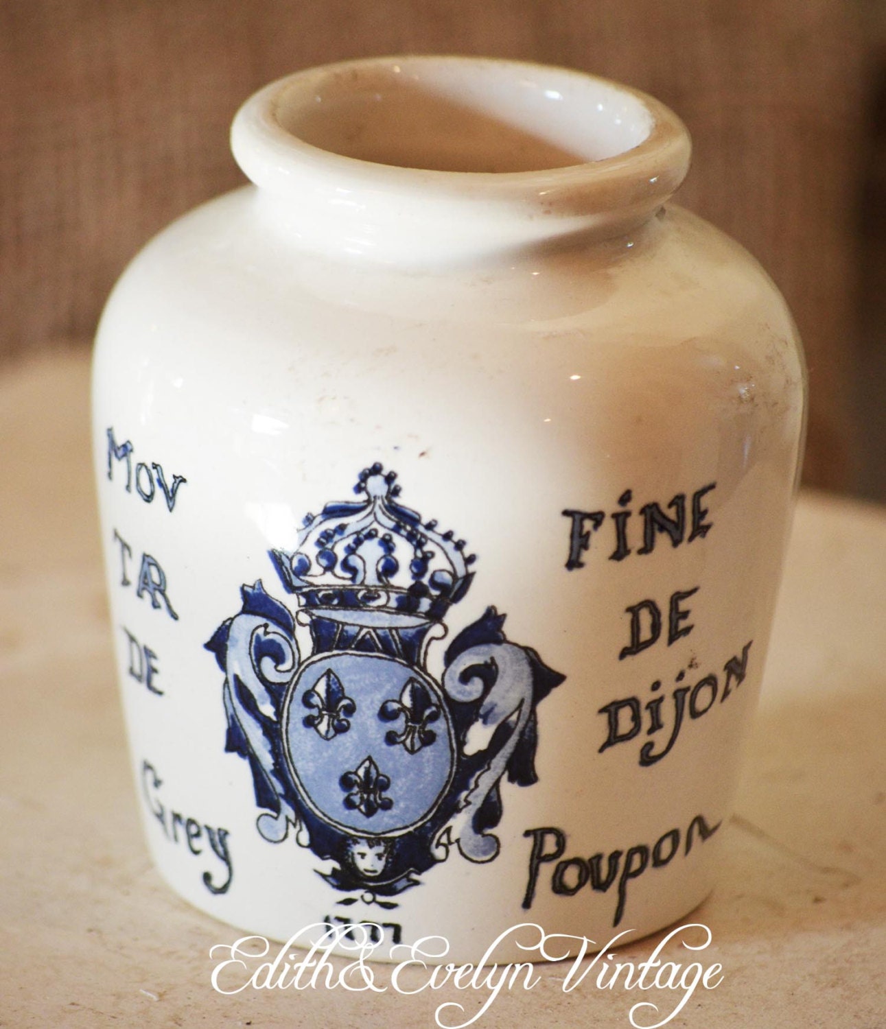 Vintage French Mustard Pot Crock Moutarde