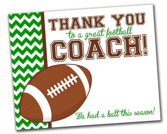 Team Thank You Card for Football Coach INSTANT Download by khudd