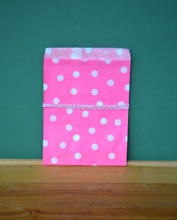 CLEARANCE SALE * Pink Polka Dot Paper Bags -25- Candy Buffet, Party ...