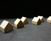 8 miniature wooden houses . pine wood houses . little houses . little wooden houses. miniature houses . little cottages . doll house decor