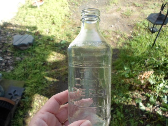 Vintage 1970s Diet Pepsi Clear Glass Bottle 10 Oz Bottle