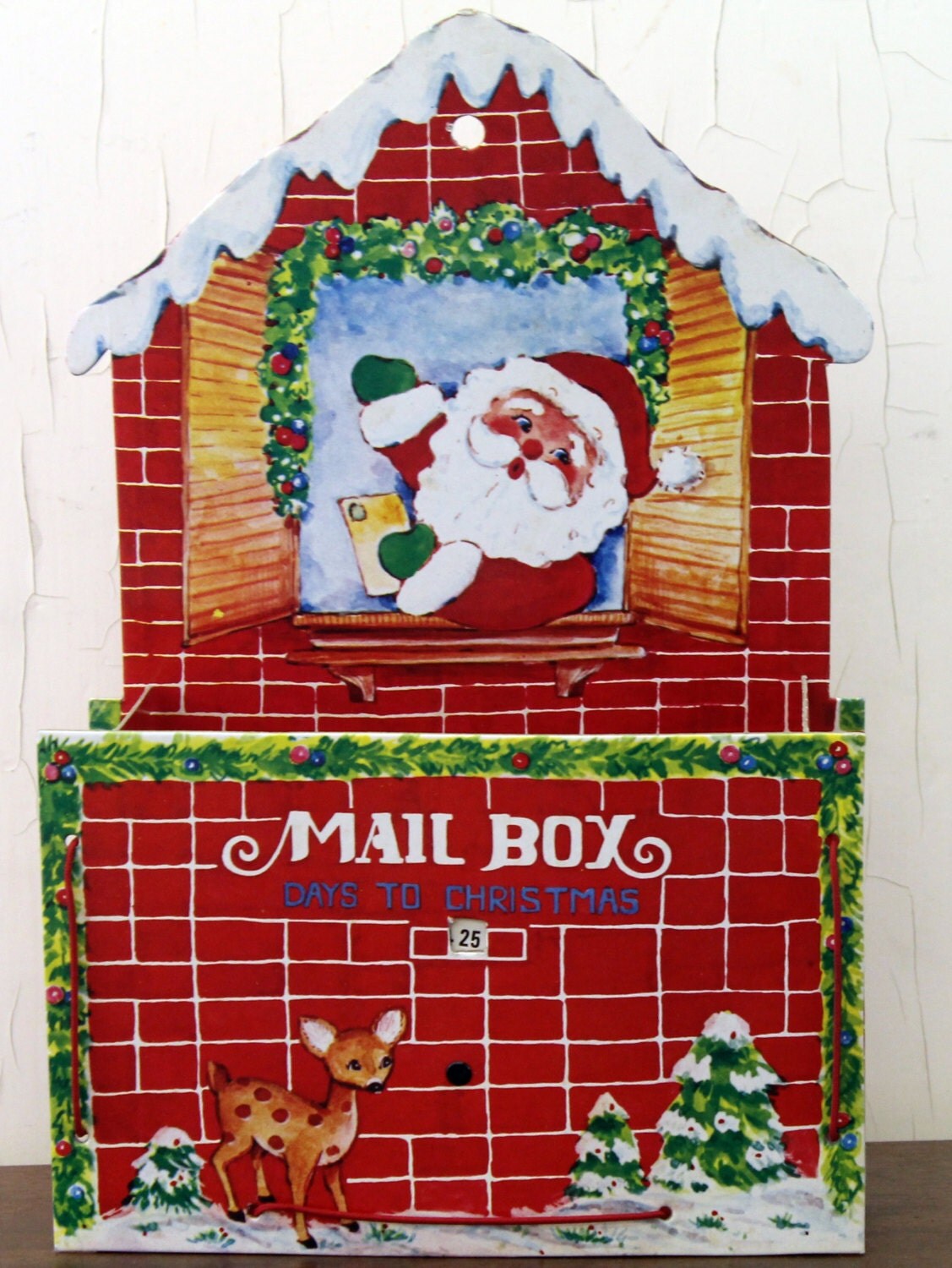 Vintage Days to Christmas Cardboard Mailbox by LittleRedHenVINTAGE