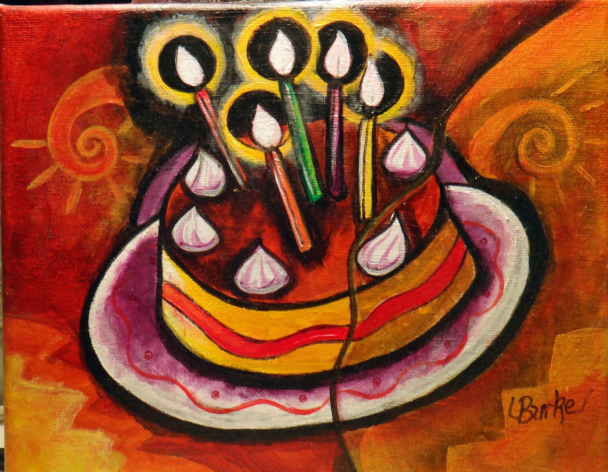 Birthday Cake Acrylic Painting